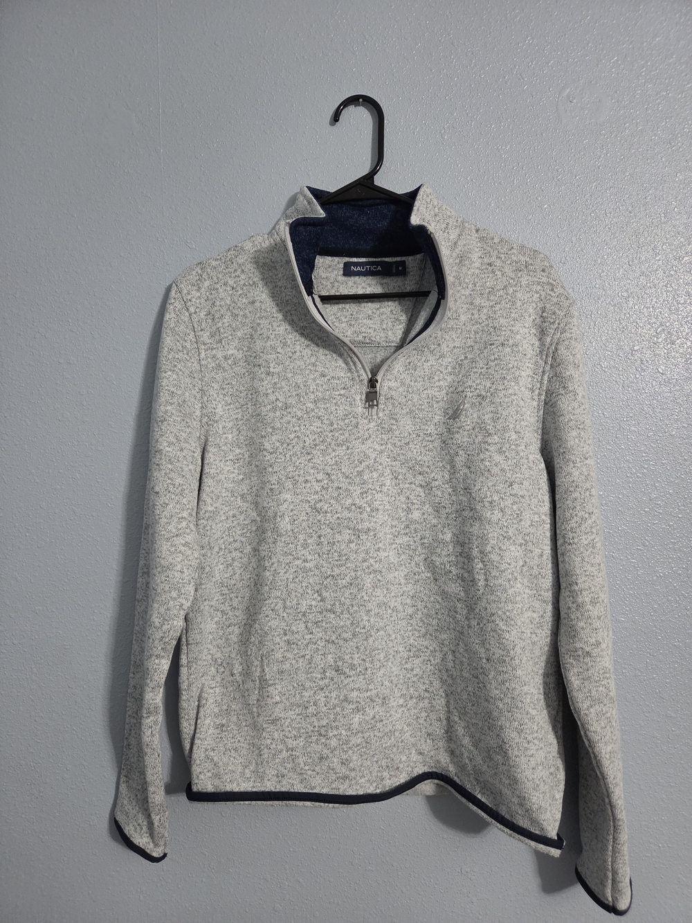 Nautica Men’s Heather Gray Quarter-Zip Sweater #116